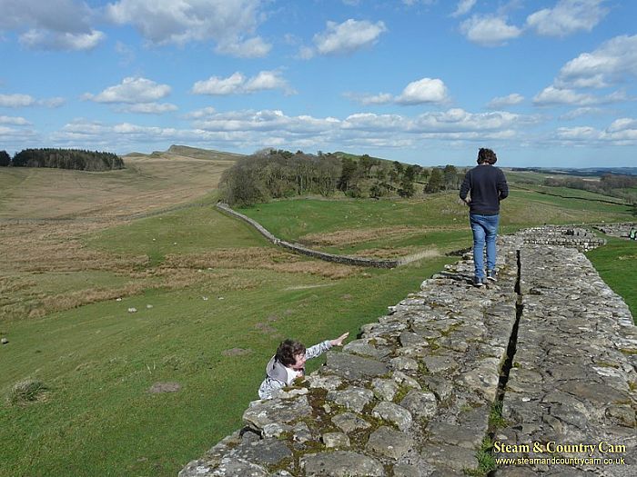 Our 2 teenage sons enjoying their time at Hadrian's Wall